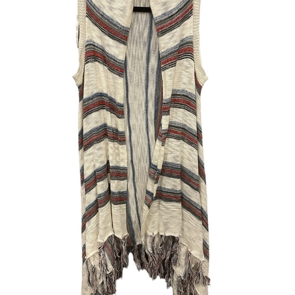 Free Press Women's Open Cardigan Sz One Size Fits Most Sleeveless Tear Drop Hem - Picture 5 of 7